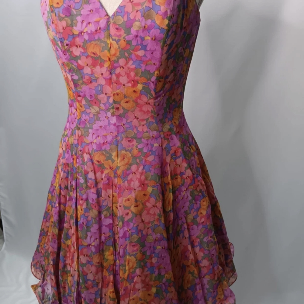 Niteline Floral Mini Dress in Pink and Orange